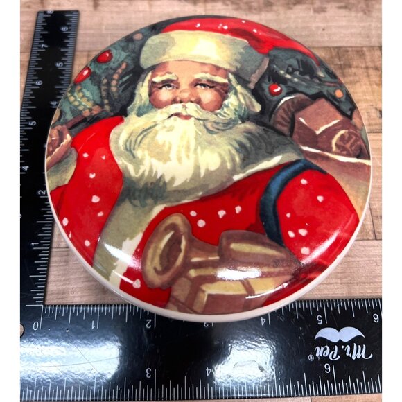 Vintage Glass Santa Claus Cookie Jar With Ceramic Lid - Picture 6 of 8